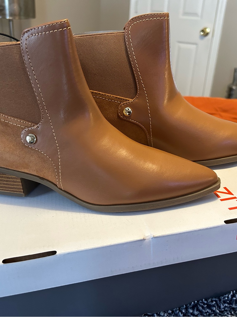 Liz Claiborne Cognac Pointed Toe Ankle Booties